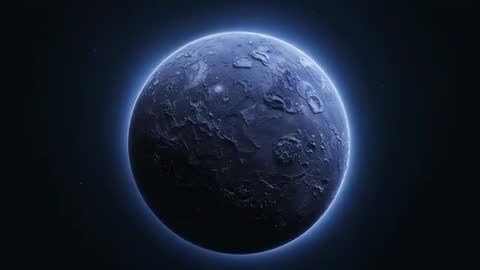 Cratered Planet Rotating with Dynamic Blue Rim Lighting