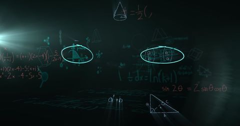Abstract mathematical equations on digital background