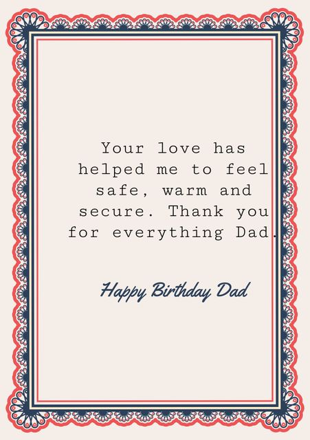 This vintage-style birthday card features an ornate frame with a heartfelt message celebrating fatherhood. Designed for special occasions like birthdays, this card expresses gratitude and love for dad. Suitable for family-oriented events and personalized greetings.