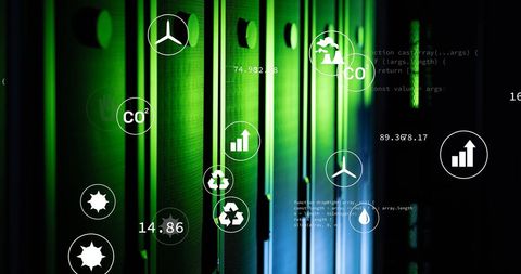 Green Technology and Networking Over Data Server Racks - Download Free Stock Images Pikwizard.com
