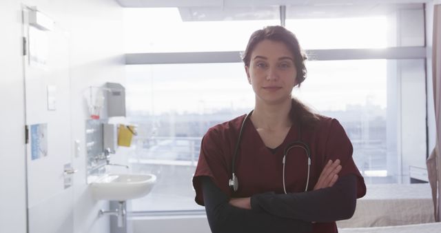 Confident Nurse Standing in Modern Hospital Room - Download Free Stock Images Pikwizard.com