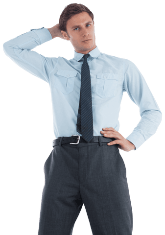 Transparent Businessman Deep in Thought Wearing Tie