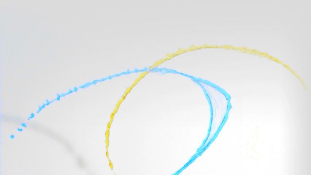 Visualizing the fluid dynamics and artistic expression, this video of yellow and blue paint splashing against a pale background demonstrates motion and energy. Perfect for use in design projects needing a dynamic and modern element, such as advertising campaigns, websites, or print media. Ideal for concepts related to creativity, motion, and abstract art.