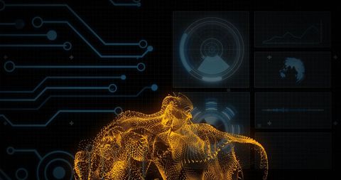 Futuristic Technology Data Visualization with Digital Circuit - Download Free Stock Images Pikwizard.com