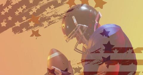 Caucasian American Football Player with USA Flag Overlay, Sports Patriotism - Download Free Stock Images Pikwizard.com