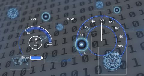 Futuristic Car Interface With Binary Code Background - Download Free Stock Images Pikwizard.com