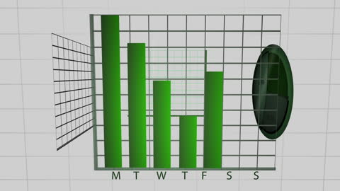 3D Green Bar Graph Animation Representing Weekly Data