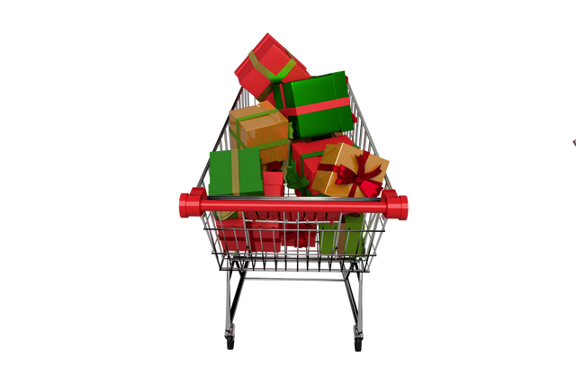 Transparent Shopping Cart Filled with Wrapped Gifts for Christmas Celebration - Download Free Stock Videos Pikwizard.com