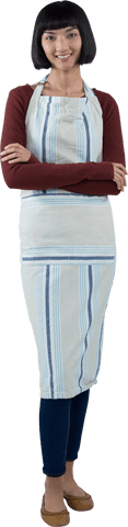 happy waitress in striped apron on transparent background - Download Free Stock Videos Pikwizard.com