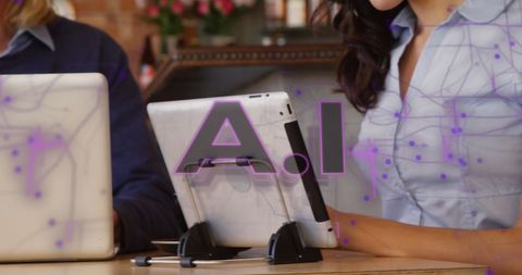 Artificial Intelligence Concept with Digital Connections in Office