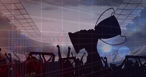 Digital Innovation Merging Data with Stadium Sports Crowd Celebrating Victory