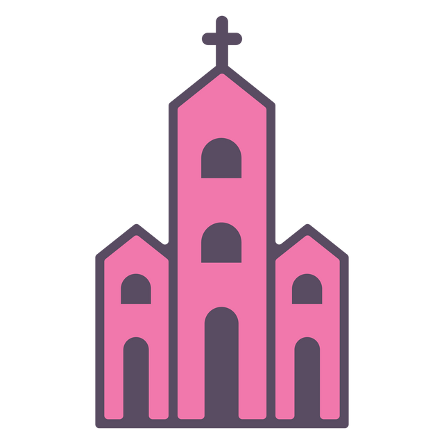 Pink Church Vector Illustration on Transparent Background - Download Free Stock Videos Pikwizard.com