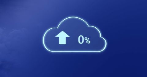 Cloud Computing Symbol with Upload Icon Against Blue Background - Download Free Stock Images Pikwizard.com