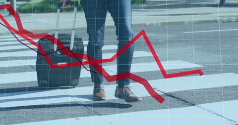 businessman crossing street with financial decline graph overlay - Download Free Stock Images Pikwizard.com