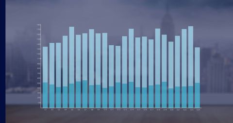 Financial Bar Graph Over Urban Cityscape - Download Free Stock Images Pikwizard.com