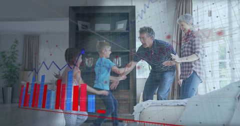 Family bonding with financial growth concept overlay