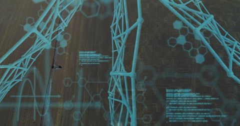 Utility technician climbing high lattice tower with ar assist