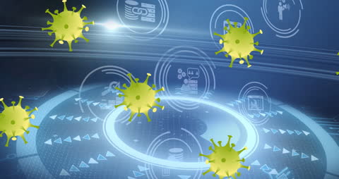 COVID-19 Cells Overlay with Digital Data Background