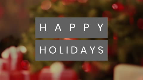 Happy Holidays Text Banner with Christmas Tree Background