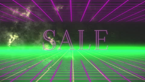 Retro Futuristic Sale Animation Neon Grid