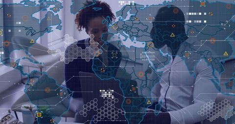 Global Data Analytics Overlay on Business Collaboration - Download Free Stock Images Pikwizard.com