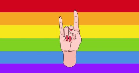 Hand Gesture on Vibrant Rainbow Background Representing Pride - Download Free Stock Images Pikwizard.com