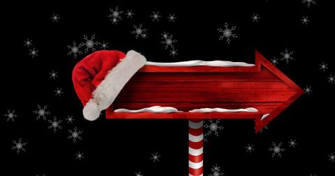 Festive wooden sign with santa hat for christmas greetings