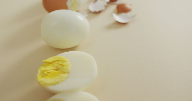 Hard-Boiled Eggs and Eggshells on Neutral Background - Download Free Stock Images Pikwizard.com