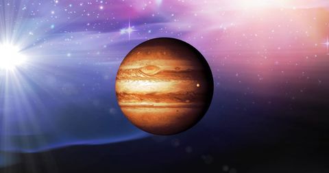 Brown Planet against Pink and Blue Starry Cosmos - Download Free Stock Images Pikwizard.com