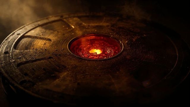 Glowing molten metal disc in furnace emitting heat and light