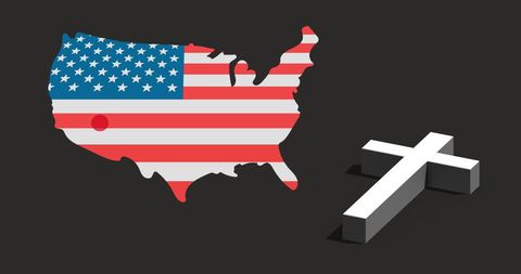 cross and usa flag map reflecting american christianity - Download Free Stock Images Pikwizard.com