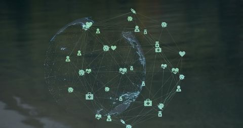 Digital Global Network with Interactive Symbol Connections - Download Free Stock Images Pikwizard.com