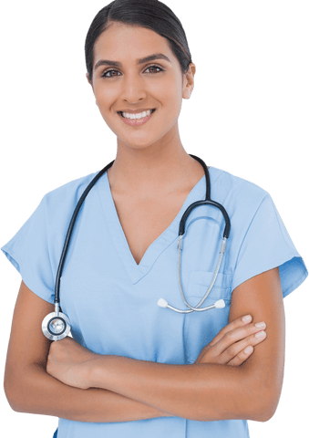 Smiling Biracial Female Doctor on Transparent Background