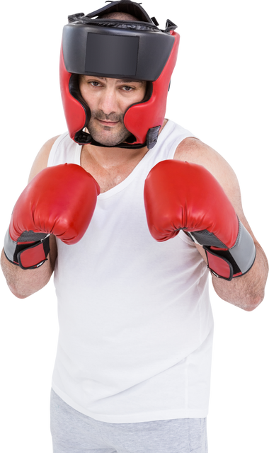 Transparent Portrait Boxer Wearing Head Protector and Red Gloves - Download Free Stock Videos Pikwizard.com