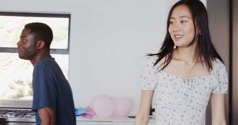 Multiracial Friends Celebrating Baby Shower at Home