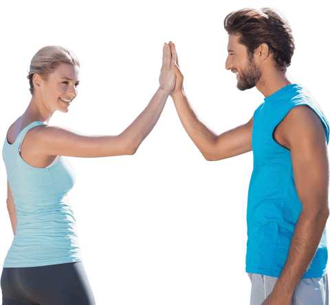 Energetic Caucasian Couple High-Fiving on Transparent Background - Download Free Stock Videos Pikwizard.com