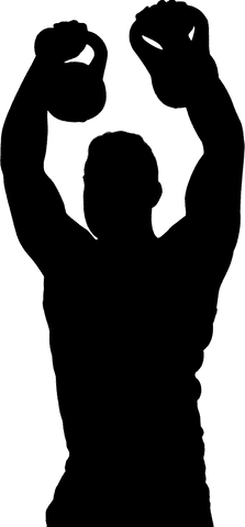 Transparent silhouette man lifting dumbbells fitness illustration