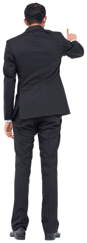 rear view of asian businessman pointing gesture transparent - Download Free Stock Videos Pikwizard.com