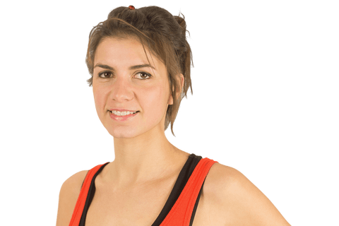 transparent smiling woman in red sportswear illustrating fitness positivity - Download Free Stock Videos Pikwizard.com