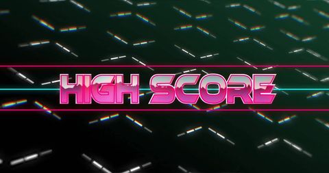 Retro high score with neon glowing text and digital background