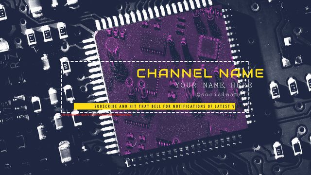 Futuristic Tech Channel Banner with Circuit Board Elements - Download Free Stock Templates Pikwizard.com