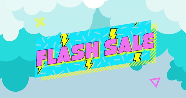 Retro Flash Sale Banner with Bright Colors Lightning Bolts - Download Free Stock Images Pikwizard.com