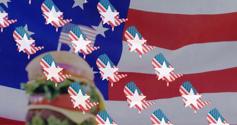 American burger and flag usa celebration concept