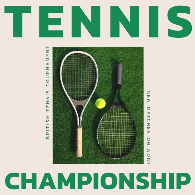 British Tennis Tournament Championship Poster with Rackets - Download Free Stock Templates Pikwizard.com