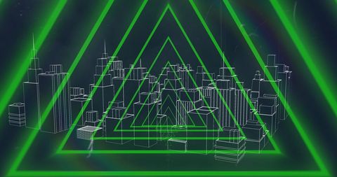 futuristic neon geometric cityscape illustration - Download Free Stock Images Pikwizard.com