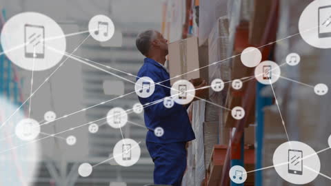Warehouse Worker Using Digital Network Technology