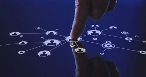 finger touching interactive screen with digital network icons - Download Free Stock Images Pikwizard.com