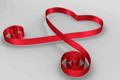 red ribbon heart with curl on transparent background - Download Free Stock Videos Pikwizard.com
