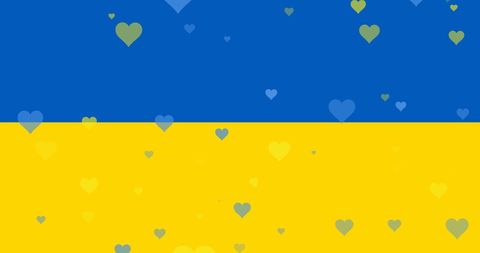 Ukrainian Flag with Floating Hearts symbolizing Support