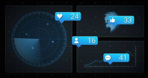 Data Digital Visualization with Social Media Statistics Overlays - Download Free Stock Images Pikwizard.com